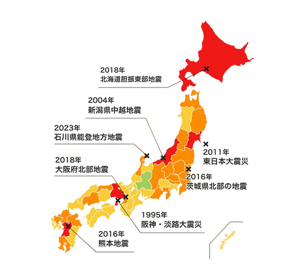日本の地震分布図