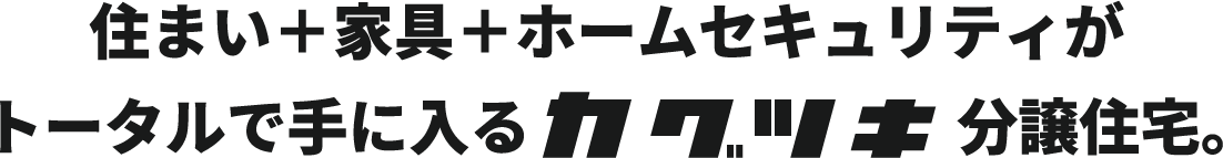 住まい＋家具＋ホームセキュリティがトータルで手に入るカグツキ分譲住宅。