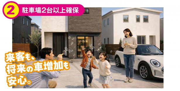 ▶ 駐車2台OK!家族にも来客にも嬉しい建売