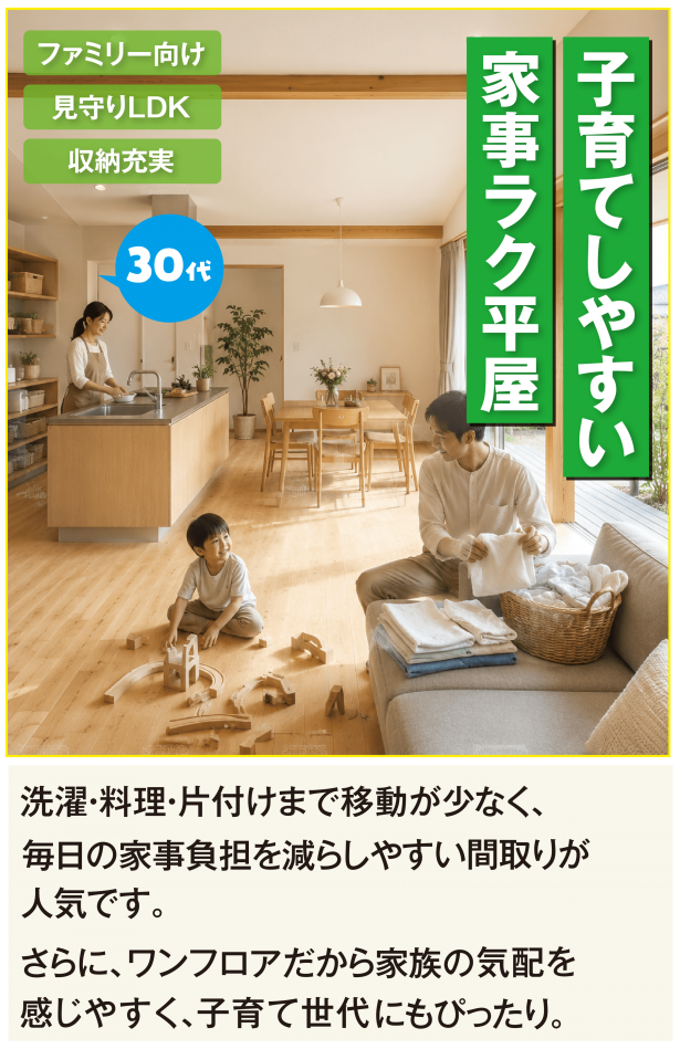 30代[子育てしやすい家事ラク平屋]